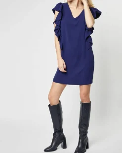 Femme Karl Marc John Robe Rayan à volants bleu marine