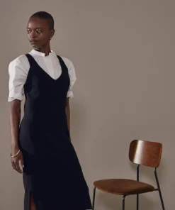 Femme Rodier Robe Raymonde col V côtelée noir