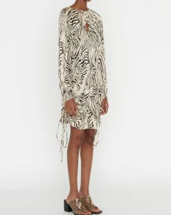 Clearance Zapa Robe Robert imprimée zèbre noir/beige