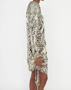 Clearance Zapa Robe Robert imprimée zèbre noir/beige