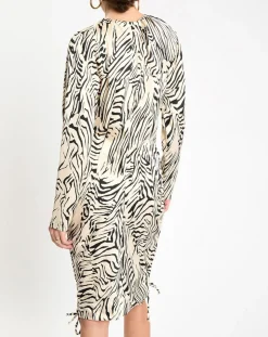 Clearance Zapa Robe Robert imprimée zèbre noir/beige