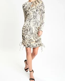 Clearance Zapa Robe Robert imprimée zèbre noir/beige