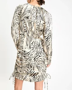 Clearance Zapa Robe Robert imprimée zèbre noir/beige