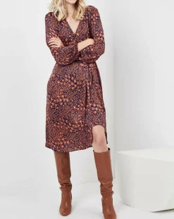 Femme See u Soon Robe Rose imprimée brique/bleu marine