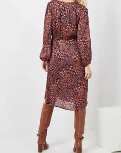 Femme See u Soon Robe Rose imprimée brique/bleu marine