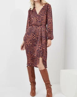 Femme See u Soon Robe Rose imprimée brique/bleu marine