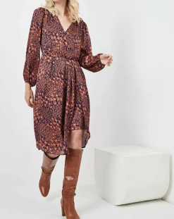 Femme See u Soon Robe Rose imprimée brique/bleu marine