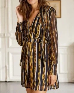 Sale Belair Robe Royaume imprimée noir/jaune