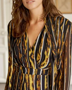 Sale Belair Robe Royaume imprimée noir/jaune