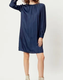 Femme See u Soon Robe satinée Giulia bleu marine