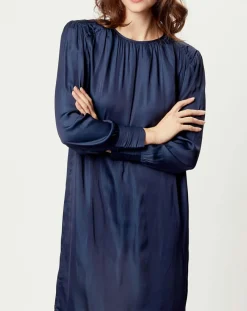 Femme See u Soon Robe satinée Giulia bleu marine