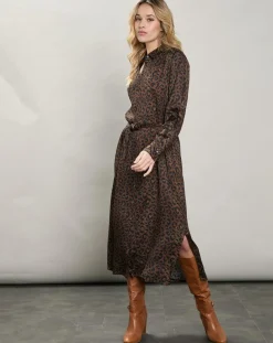Femme Hartford Robe satinée Revelation léopard brune