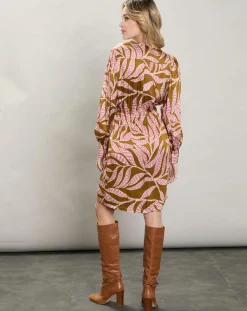 Discount Hartford Robe satinée Rissa tabac/rose