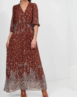 Femme See u Soon Robe Sauge imprimée marron