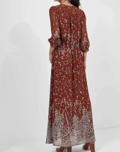 Femme See u Soon Robe Sauge imprimée marron