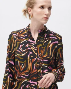 Caroll Robe Sybil imprimée cognac