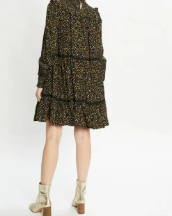 Femme Scotch & Soda Robe évasée col smockée imprimé floral multicolore