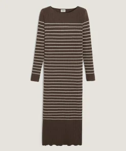 Femme Rodier Robe Wendy rayée marron havane