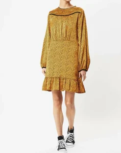 Best Molly Bracken Robe Woven imprimée jaune moutarde