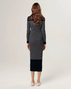 Femme Rodier Robe Xénia rayée bleu nuit