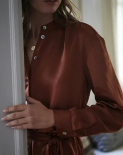 Cyrillus Robe-chemise en Satin rouille