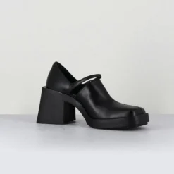 Clearance Justine Clenquet Sabots en Cuir Kim noirs - Talon 8 cm