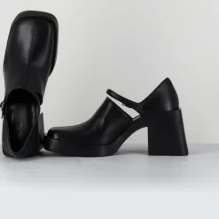 Clearance Justine Clenquet Sabots en Cuir Kim noirs - Talon 8 cm