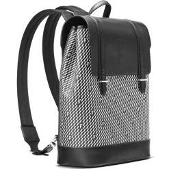 Femme Maison Faret Sac à dos en Toile enduite & Cuir Ferret noir/blanc - 40x29x13 cm