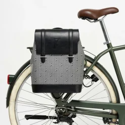 Femme Maison Faret Sac à dos en Toile enduite & Cuir Ferret noir/blanc - 40x29x13 cm