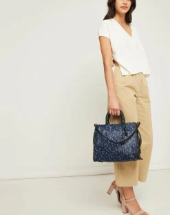 Coach Sac à main en Cuir Rogue imprimé bleu foncé - 24.9x13.9x30.9 cm