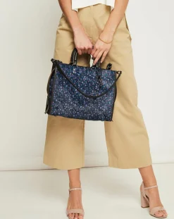 Coach Sac à main en Cuir Rogue imprimé bleu foncé - 24.9x13.9x30.9 cm