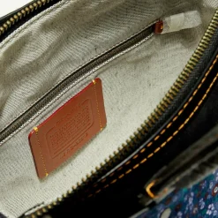 Coach Sac à main en Cuir Rogue imprimé bleu foncé - 24.9x13.9x30.9 cm