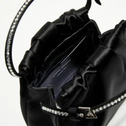 Femme Amina Muaddi Sac à main en Soie cristal Vittoria noir - 16.5x16x7 cm