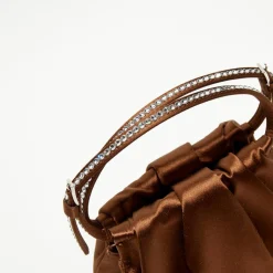 Femme Amina Muaddi Sac à main en Soie cristal Vittoria moka - 16.5x16x7 cm