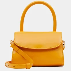 Femme By Far Sac à main mini en Cuir Semi Patent Léa orange - 10,5x16,5x7 cm