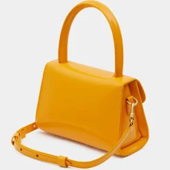 Femme By Far Sac à main mini en Cuir Semi Patent Léa orange - 10,5x16,5x7 cm
