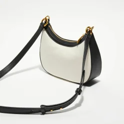 Femme Bally Sac bandoulière en Coton Bio & Cuir naturel/noir - 22.5x12x6 cm