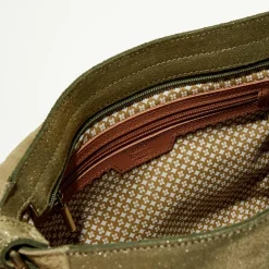 Femme Mila Louise Sac besace en Cuir Alou Dv vert kaki - 35x23x13 cm