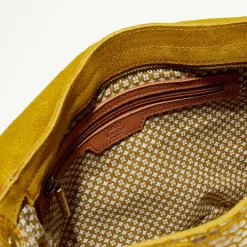 Clearance Mila Louise Sac besace en Cuir Bernie J jaune - 35x23x13 cm