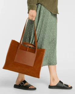 Femme Craie Sac cabas en Velours côtelé Dessin marron