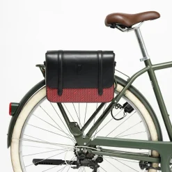 Best Maison Faret Sac en Cuir & Toile enduite Moulleau rouge/noir - 22x30x9 cm