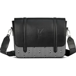 Best Maison Faret Sac en Cuir & Toile enduite Moulleau noir/blanc - 22x30x9 cm