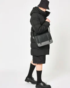 Best Maison Faret Sac en Cuir & Toile enduite Moulleau noir/blanc - 22x30x9 cm