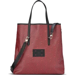 Online Maison Faret Sac en Toile enduite & Cuir Faret rouge/noir - 38x36x8.5 cm
