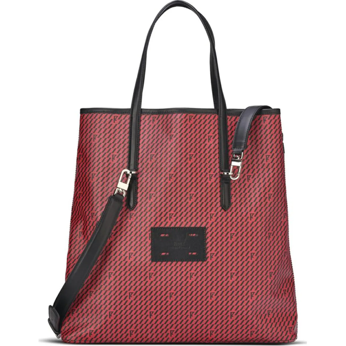 Online Maison Faret Sac en Toile enduite & Cuir Faret rouge/noir - 38x36x8.5 cm