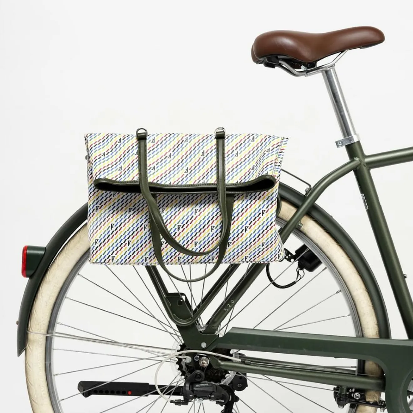 Sale Maison Faret Sac en Toile enduite & Cuir Faret vert/multicolore - 38x36x8.5 cm