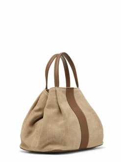 Clearance Maison Faret Sac en Toile Pin Beige - 20,5x26,5x15,5 cm