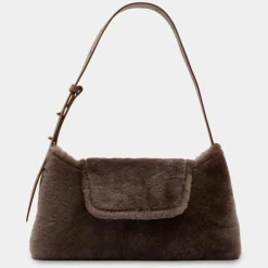 Best Elleme Sac enveloppe en Cuir & Peau Shearli marron foncé 16x28x6 cm