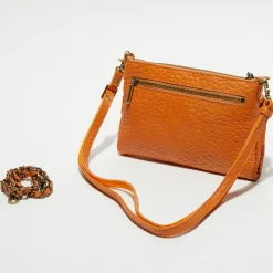 Femme Mila Louise Sac pochette en Cuir Inde orange clair - 22x15x2 cm