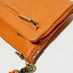 Femme Mila Louise Sac pochette en Cuir Inde orange clair - 22x15x2 cm